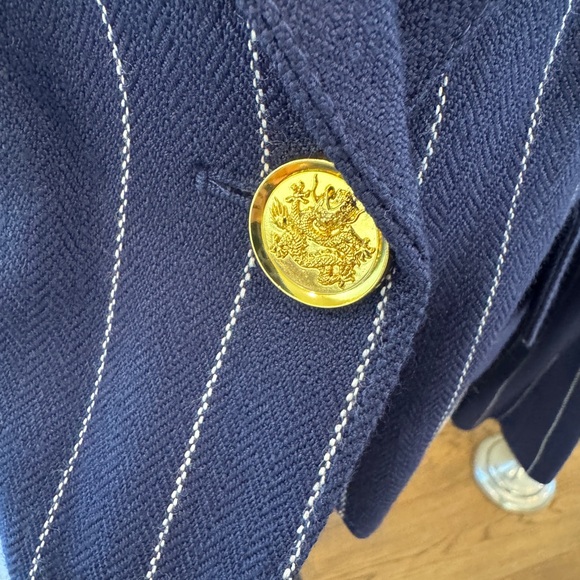 Smythe Navy & White Pin-Striped Women's Blazer - Size 10 - Picture 7 of 11